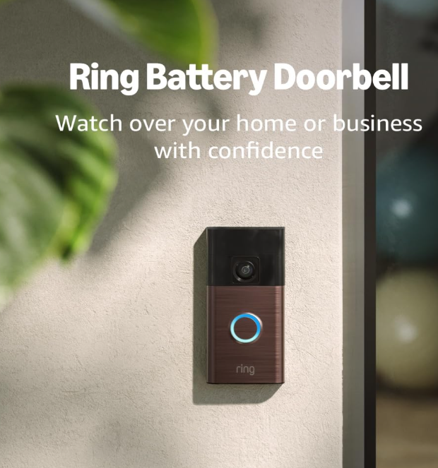 Ring Battery Doorbell | Home or business security with Head-to-Toe Video, Live View with Two-Way Talk, and Motion Detection & Alerts (newest model), Venetian Bronze
