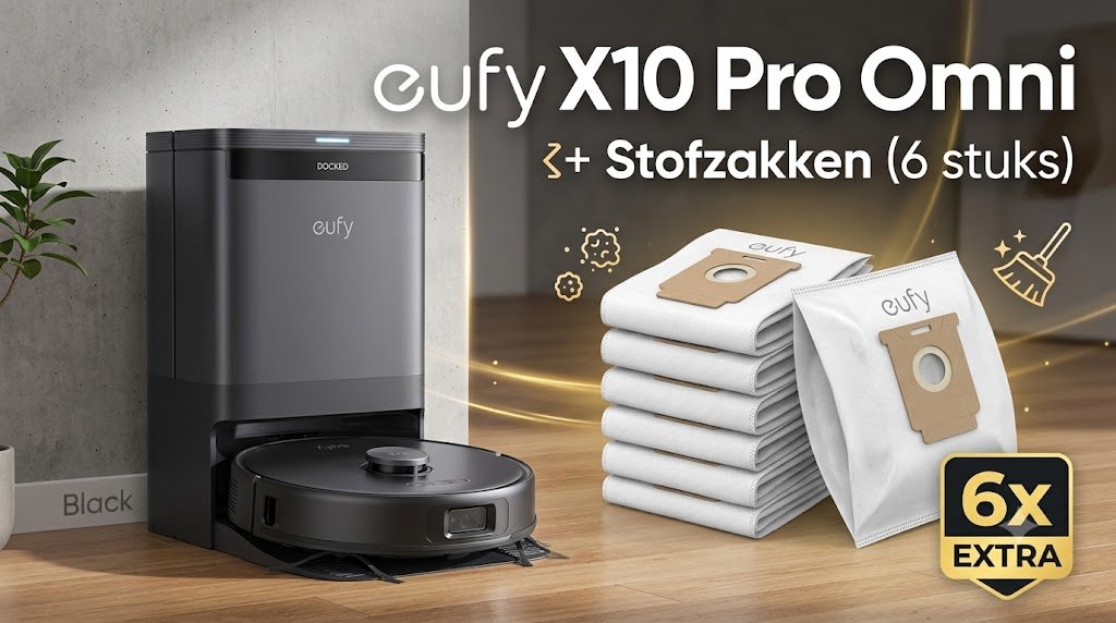 eufy X10 Pro Omni + Stofzakken (6 stuks) Black